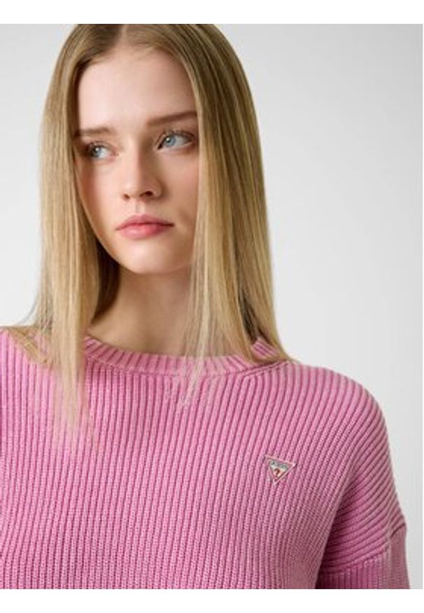 Guess Jeans Sweter 180586 Różowy Classic Fit. Kolor: różowy