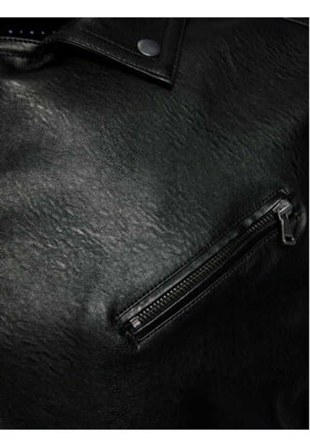 Sisley Kurtka z imitacji skóry 21DYSN02G Czarny Regular Fit. Kolor: czarny. Materiał: skóra
