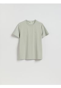 Reserved - T-shirt slim z bawełną merceryzowaną - jasnozielony. Kolor: zielony. Materiał: bawełna #1
