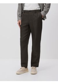 Reserved - Spodnie chino regular z lnem - zielony. Kolor: zielony. Materiał: len #1