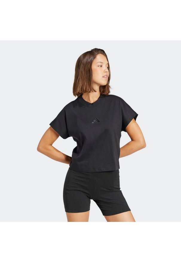 Adidas - Koszulka ADIDAS ALL SZN. Kolor: czarny. Materiał: bawełna, włókno, jersey. Wzór: haft