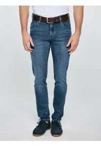 Big-Star - Jeansy męskie skinny granatowe Deric 583. Okazja: na co dzień. Kolor: niebieski. Styl: casual #1