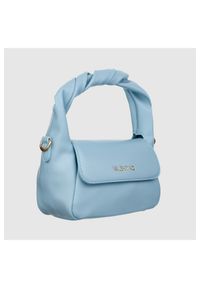 Valentino by Mario Valentino - VALENTINO Błękitna mała gładka torebka ze skręconą rączką lemonade satchel. Kolor: niebieski. Wzór: gładki. Styl: elegancki #4