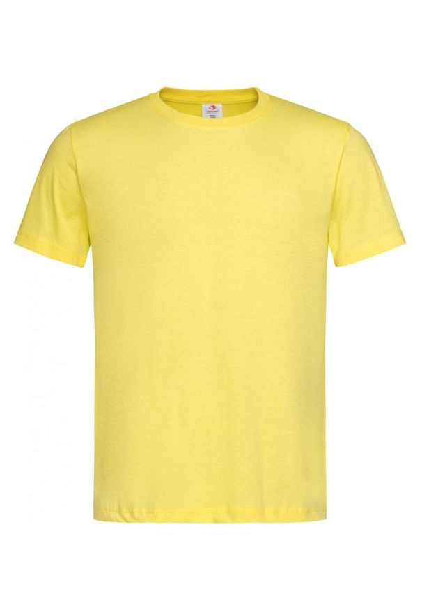 Stedman - Żółty Bawełniany T-Shirt Męski Bez Nadruku -STEDMAN- Koszulka, Krótki Rękaw, Basic, U-neck. Okazja: na co dzień. Kolor: wielokolorowy, złoty, żółty. Materiał: bawełna. Długość rękawa: krótki rękaw. Długość: krótkie. Styl: casual
