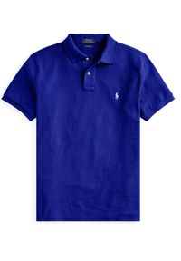Ralph Lauren - RALPH LAUREN - Koszulka Polo Custom Slim Fit. Typ kołnierza: polo. Kolor: niebieski. Materiał: bawełna. Wzór: haft. Styl: klasyczny #3