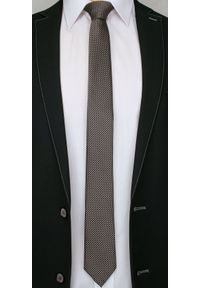 Alties - Beżowy Elegancki Krawat Męski -ALTIES- 6 cm, w Drobny Rzucik. Kolor: brązowy, wielokolorowy, beżowy. Materiał: tkanina. Styl: elegancki