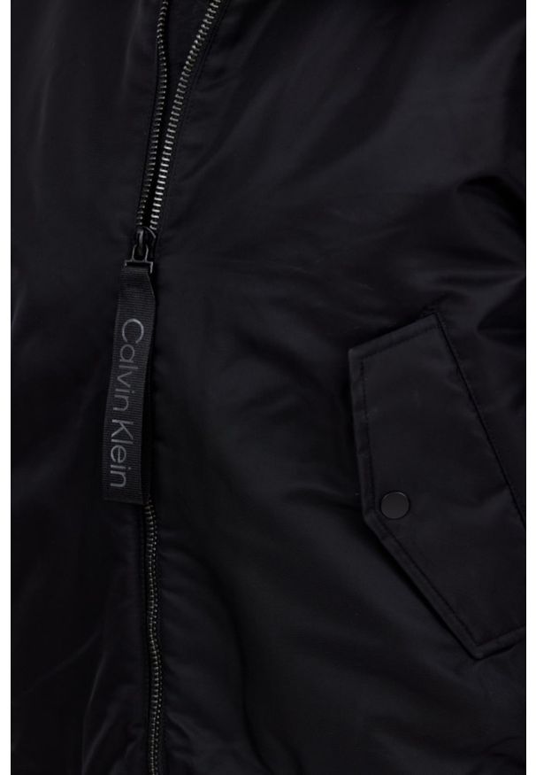 Calvin Klein - CALVIN KLEIN Czarna męska bomberka, Rozmiar XXL. Kolor: czarny. Materiał: futro, materiał. Styl: elegancki