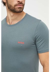 Hugo - HUGO t-shirt bawełniany 3-pack kolor szary z nadrukiem. Kolor: szary. Materiał: bawełna. Długość rękawa: krótki rękaw. Długość: krótkie. Wzór: nadruk #3