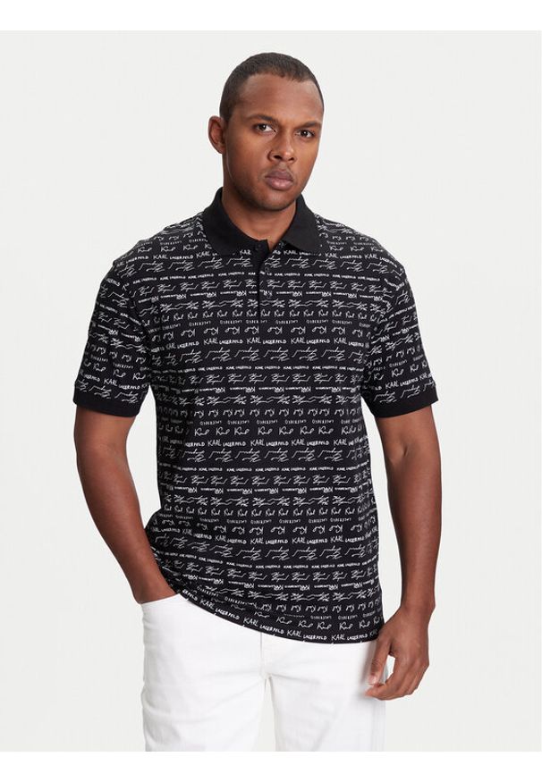 Karl Lagerfeld - KARL LAGERFELD Polo 745120 553225 Czarny Regular Fit. Typ kołnierza: polo. Kolor: czarny. Materiał: bawełna