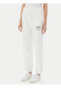 Pinko - PINKO Spodnie dresowe Plumcake 104790 A2G8 Biały Regular Fit. Kolor: biały. Materiał: bawełna