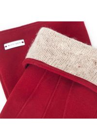 Wittchen - Damskie rękawiczki welurowe ciemny czerwone. Kolor: czerwony. Materiał: welur, skóra. Wzór: aplikacja. Styl: klasyczny, elegancki #3