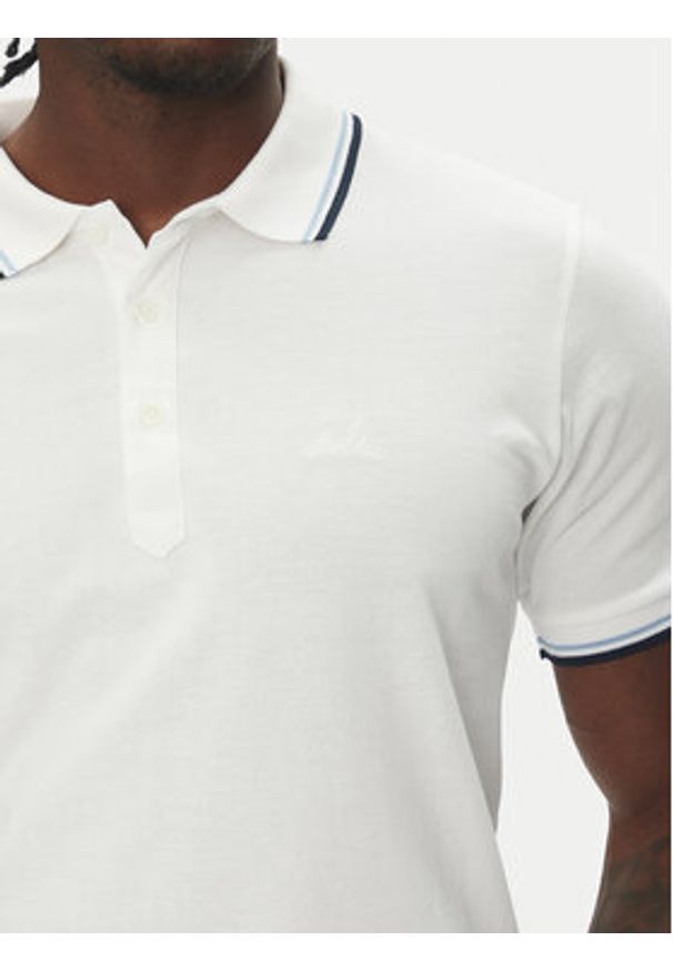 Lindbergh Polo 30-404010 Biały Relaxed Fit. Typ kołnierza: polo. Kolor: biały. Materiał: bawełna