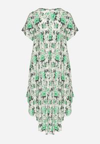 Born2be - Zielona Sukienka Bawełniana z Asymetrycznym Dołem w Kwiatki Nativienne. Kolor: zielony. Materiał: bawełna. Długość rękawa: krótki rękaw. Wzór: kwiaty. Sezon: lato. Typ sukienki: asymetryczne. Styl: elegancki #4
