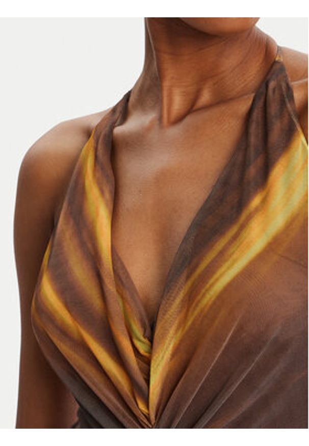 BARDOT - Bardot Sukienka koktajlowa Aries Mesh Maxi 59999DB Brązowy Slim Fit. Kolor: brązowy. Materiał: syntetyk. Styl: wizytowy. Długość: maxi