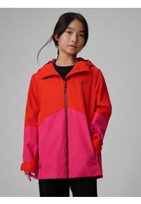 4f - 4F Kurtka membrana 5000 dziewczęca - czerwona 158 (12-13 lat). Okazja: na co dzień. Kolor: czerwony. Materiał: skóra, materiał. Sezon: lato. Styl: casual #1