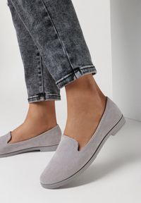 Born2be - Szare Balerinki w Stylu Mokasynów Thetea. Okazja: do pracy, na co dzień. Kolor: szary. Materiał: jeans. Styl: klasyczny, casual #4