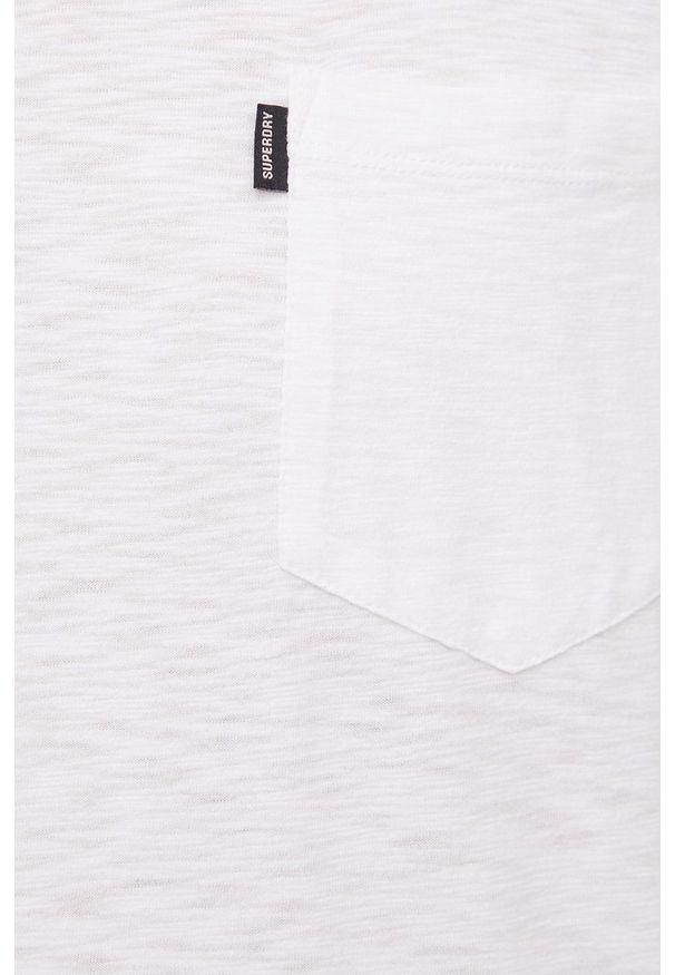 Superdry t-shirt męski kolor biały gładki. Kolor: biały. Materiał: dzianina, jedwab, bawełna, tkanina, materiał. Wzór: gładki