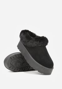 Born2be - Czarne Śniegowce na Grubej Podeszwie z Niską Cholewką i Futerkiem Sewone. Okazja: na co dzień. Wysokość cholewki: przed kostkę. Kolor: czarny. Materiał: futro. Szerokość cholewki: normalna. Styl: klasyczny, casual, elegancki #7
