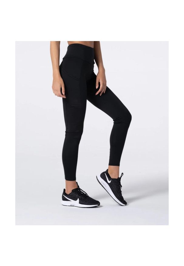 Legginsy z kieszeniami Carpatree Libra czarne. Stan: podwyższony. Kolor: czarny. Materiał: materiał. Sport: fitness
