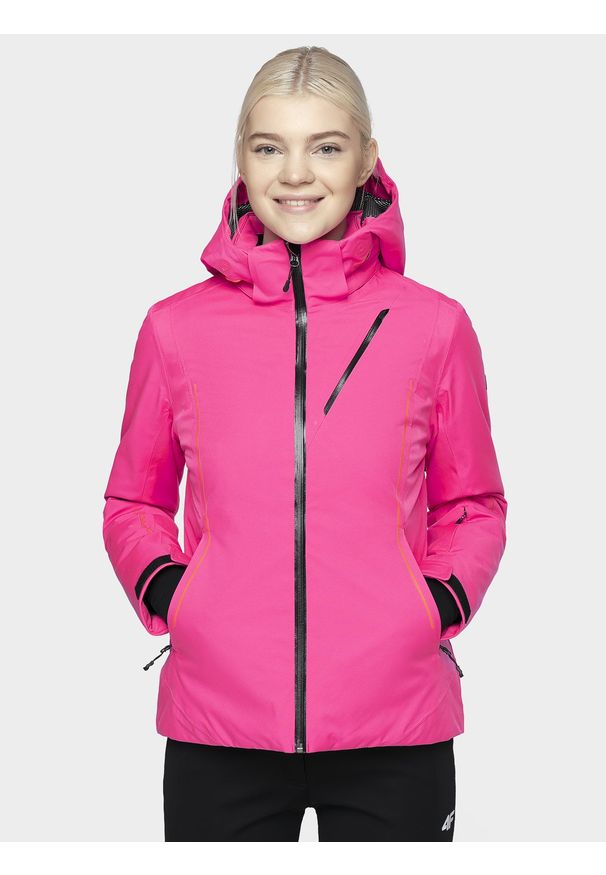 4f - Kurtka narciarska damska HQ Performance. Kolor: różowy. Materiał: materiał, poliester, mesh. Sezon: zima. Sport: narciarstwo