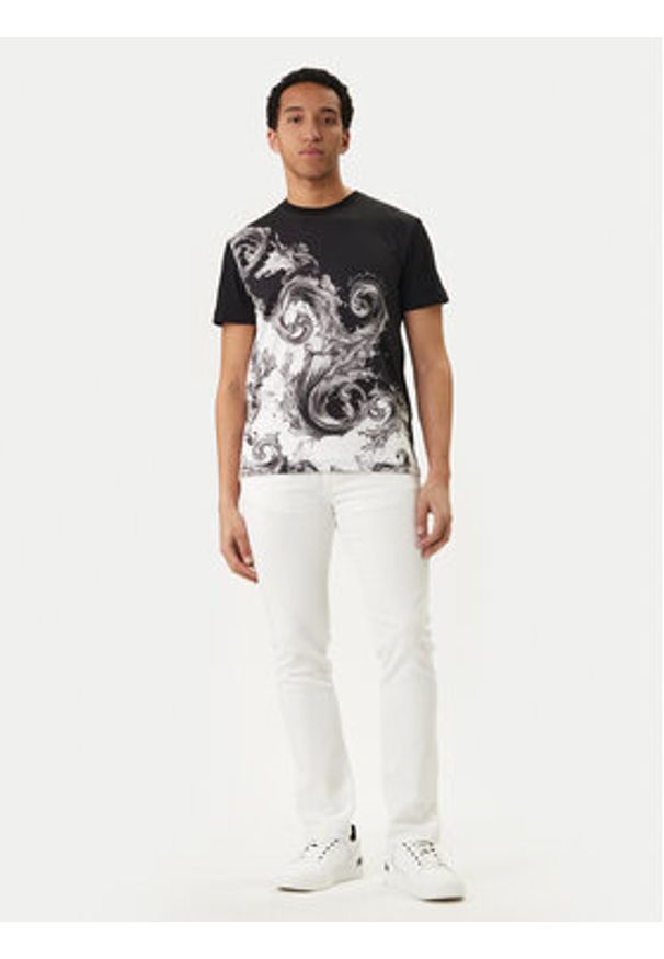 Versace Jeans Couture T-Shirt 80GAH6SB JS541 Czarny Slim Fit. Kolor: czarny. Materiał: bawełna