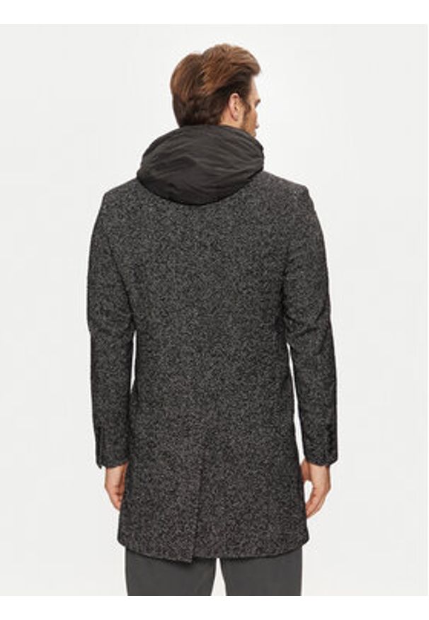 Karl Lagerfeld - KARL LAGERFELD Płaszcz wełniany 455712 544727 Czarny Regular Fit. Typ kołnierza: dekolt w karo. Kolor: czarny. Materiał: syntetyk