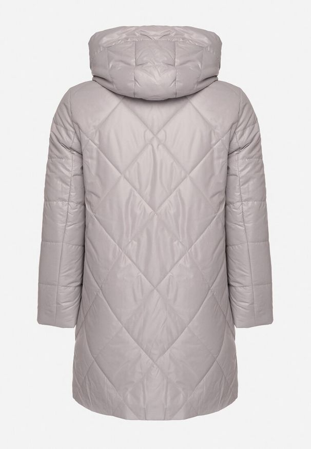 Born2be - Beżowa Długa Pikowana Kurtka z Kapturem i Dwustronnym Suwakiem Eritha. Okazja: na co dzień. Typ kołnierza: kaptur. Kolekcja: plus size. Kolor: beżowy. Materiał: jeans. Długość rękawa: długi rękaw. Długość: długie. Styl: elegancki, casual