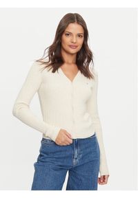 Tommy Jeans Kardigan Essential DW0DW18682 Brązowy Slim Fit. Kolor: brązowy. Materiał: syntetyk, bawełna #1