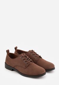 Renee - Brązowe Lakierowane Półbuty Oksfordki Sznurowane na Rzemyki Zatella. Okazja: do pracy. Zapięcie: sznurówki. Kolor: brązowy. Materiał: lakier. Styl: elegancki, klasyczny #7