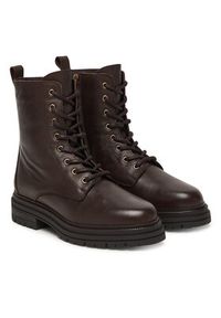 TOMMY HILFIGER - Tommy Hilfiger Trapery Th Plaque Pebble Lace Boot Warm FW0FW08767 Brązowy. Kolor: brązowy. Materiał: skóra #6