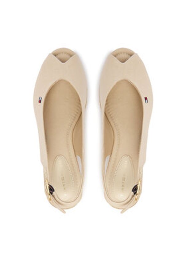 TOMMY HILFIGER - Tommy Hilfiger Espadryle Mid Wedge Espad Slingback FW0FW09228 Beżowy. Kolor: beżowy. Materiał: materiał