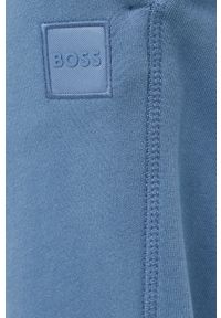 BOSS Orange - BOSS spodnie dresowe bawełniane BOSS ORANGE męskie kolor niebieski gładkie. Kolor: niebieski. Materiał: bawełna, dresówka. Wzór: gładki #4