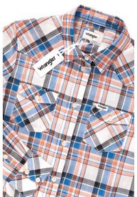 Wrangler - KOSZULA WRANGLER CHECK SHIRT GLOW ORANGE W5240LU48. Materiał: materiał. Wzór: kratka