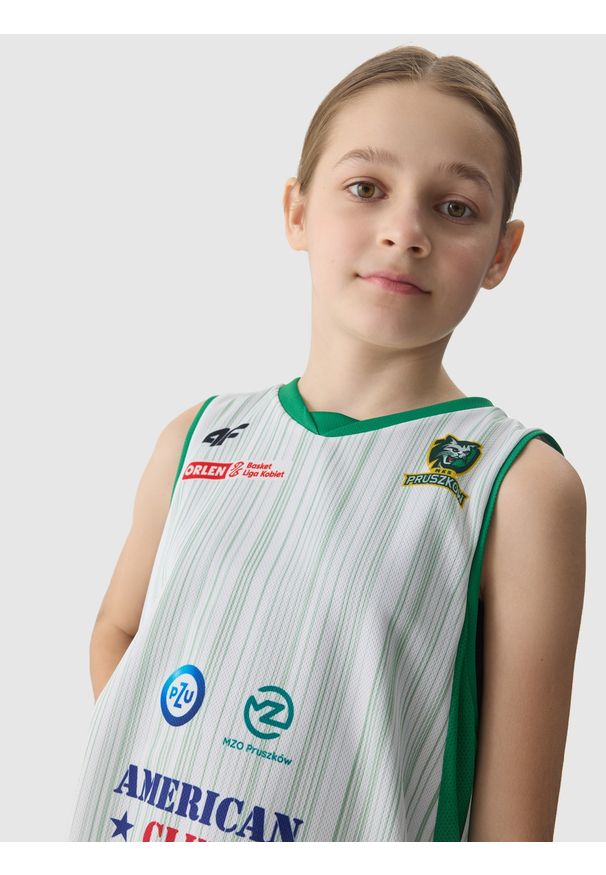 4f - 4F Koszulka replika domowa z sezonu 2023/24 dziecięca 4F x MKS Pruszków - multikolor 110/116. Kolor: wielokolorowy. Materiał: dzianina. Sezon: lato