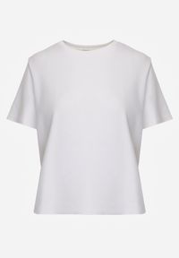 Born2be - Biały Bawełniany T-shirt w Klasycznym Stylu Hetita. Okazja: na co dzień. Kolor: biały. Materiał: bawełna. Wzór: haft. Styl: klasyczny #5