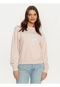 Guess Bluza W5RQ09 K8802 Różowy Regular Fit. Kolor: różowy. Materiał: bawełna, syntetyk #1