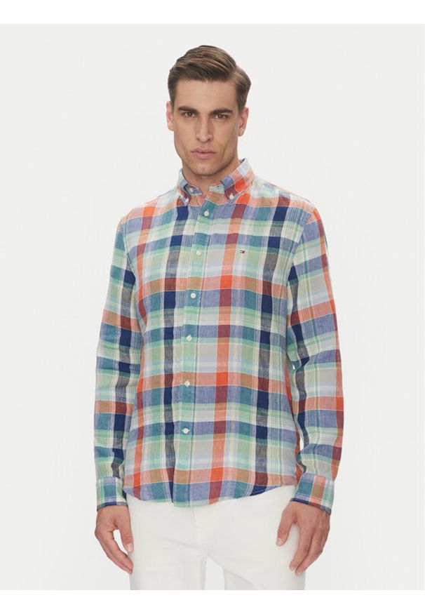 TOMMY HILFIGER - Tommy Hilfiger Koszula Summer Madras MW0MW39166 Kolorowy Regular Fit. Materiał: len. Wzór: kolorowy