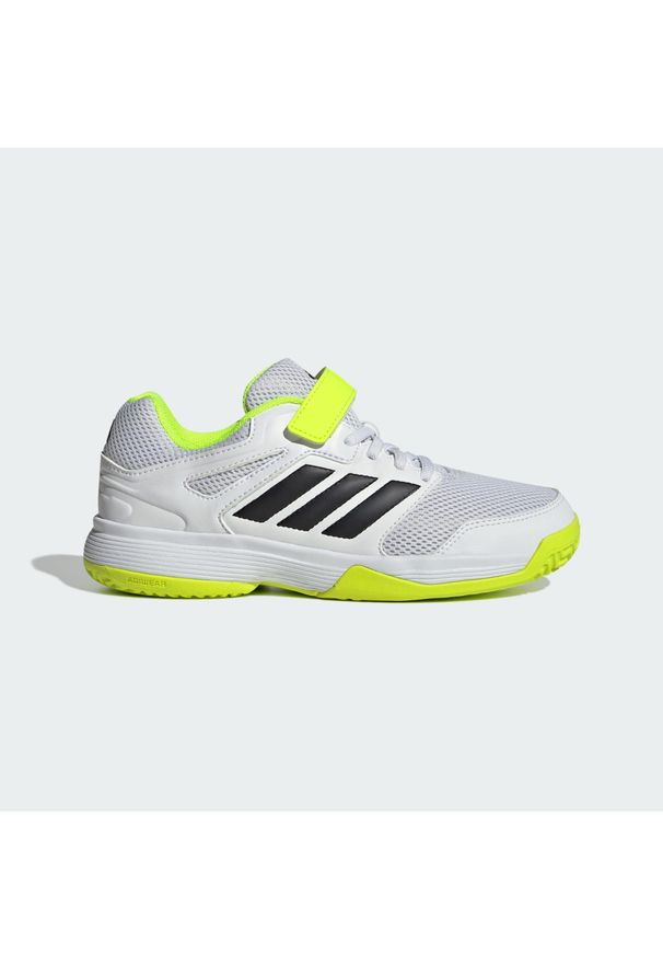 Adidas - Buty halowe dla dzieci Speedcourt Indoor. Kolor: wielokolorowy, biały, żółty, czarny. Sport: piłka ręczna