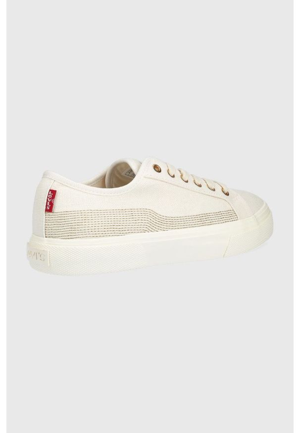 Levi's® - Levi's tenisówki Decon Plus Lace S damskie kolor beżowy. Okazja: na spotkanie biznesowe. Nosek buta: okrągły. Kolor: beżowy. Materiał: włókno, guma. Styl: biznesowy