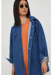 Lee Cooper kurtka jeansowa damska kolor granatowy przejściowa oversize. Kolor: niebieski. Materiał: jeans #6