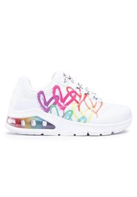 skechers - Buty na co dzień damskie SKECHERS UNO 2 zdobienie w serca. Okazja: na co dzień. Kolor: biały. Wzór: aplikacja. Model: Skechers Sport. Sport: turystyka piesza