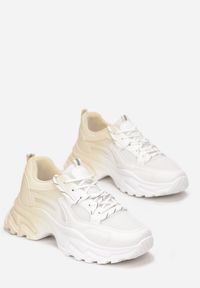 Renee - Biało-Beżowe Sneakersy z Podwójnymi Sznurówkami Ombre Tecolo. Kolor: beżowy. Szerokość cholewki: normalna. Sezon: wiosna, jesień #3