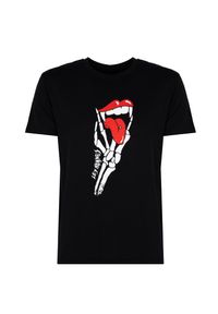 Les Hommes T-Shirt "Tongue Prank" | LBT1003700P | Mężczyzna | Czarny. Okazja: na co dzień. Kolor: czarny. Materiał: bawełna. Wzór: nadruk. Styl: casual #1