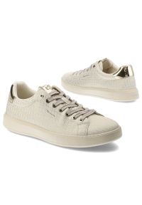 Złote Sneakersy Tamaris Stylowe Obuwie Damskie. Okazja: na co dzień. Zapięcie: sznurówki. Kolor: złoty. Materiał: materiał. Styl: elegancki
