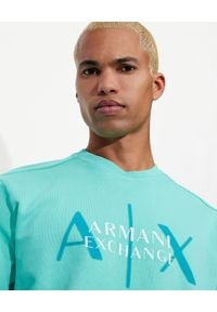 Armani Exchange - ARMANI EXCHANGE - Błękitna bluza z logo. Kolor: niebieski. Materiał: bawełna. Wzór: nadruk. Styl: klasyczny, sportowy #2