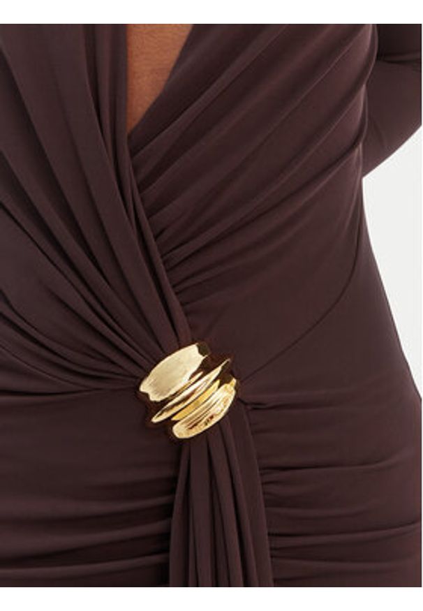 Elisabetta Franchi Sukienka wieczorowa AB-R146-1E2-V750 Brązowy Regular Fit. Kolor: brązowy. Materiał: wiskoza. Styl: wizytowy