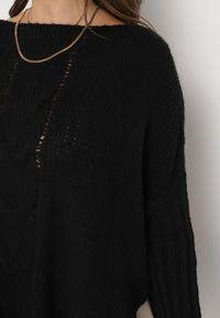 Born2be - Czarny Sweter Wełniany Oversize Cordrei. Kolor: czarny. Materiał: wełna. Długość: długie #4