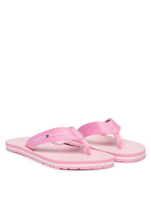 TOMMY HILFIGER - Tommy Hilfiger Japonki Th Ithaca Stripe Summer Sandal FW0FW09192 Różowy. Kolor: różowy. Materiał: materiał