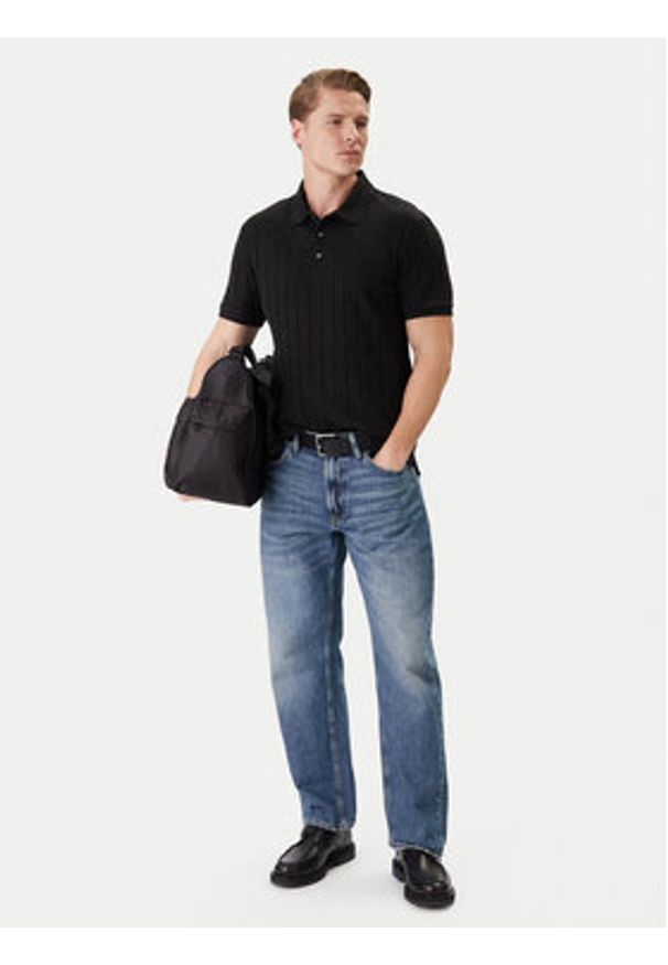 Calvin Klein Polo LV04LE203G Czarny Regular Fit. Typ kołnierza: polo. Kolor: czarny. Materiał: bawełna