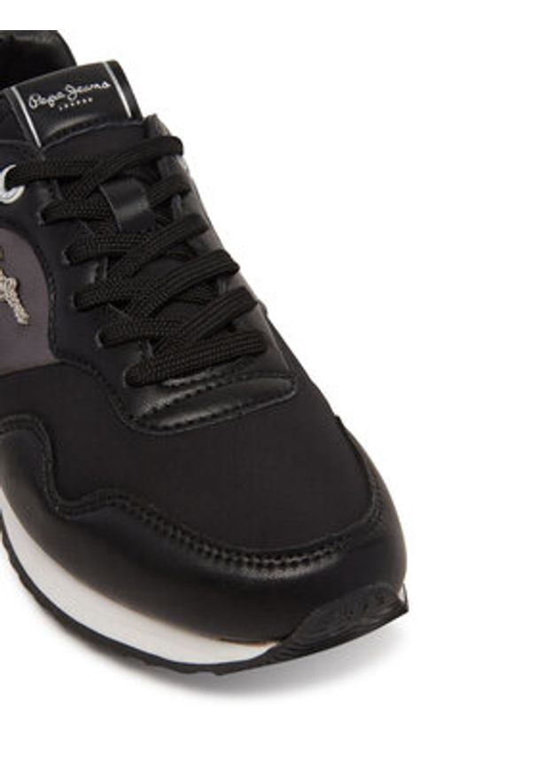 Pepe Jeans Sneakersy London Shine W PLS40046 Czarny. Kolor: czarny. Materiał: skóra